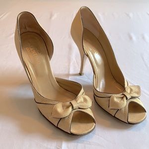 Valentino Tan Linen Heels - 9, 39